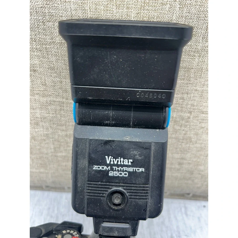 Konica Autoreflex TC 35mm SLR Camera Hexanon AR 50mm f1.7 Lens Vivitar 2500 Flas